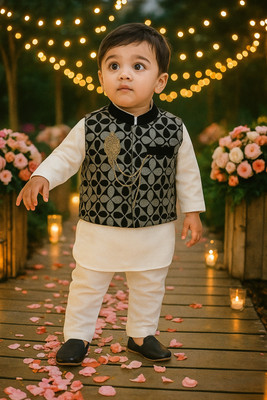 Aksa Fashion Boys Festive & Party Kurta and Pyjama Set(White Pack of 1)