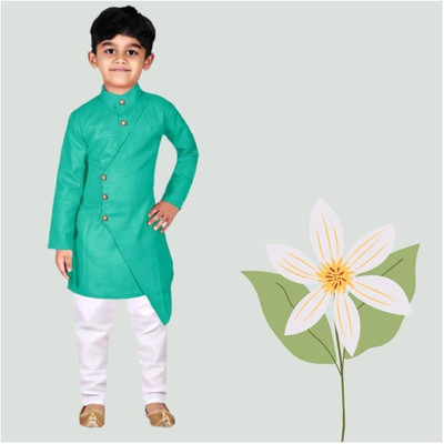 VC FASHION HUB Baby Boys Festive & Party Kurta and Pyjama Set(Green Pack of 1)