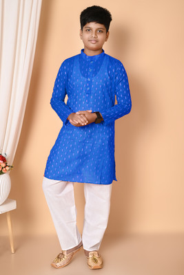 Lakiagarments Boys Festive & Party Kurta and Pyjama Set(Blue Pack of 1)