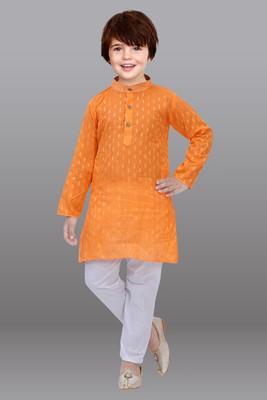 AHBAB CREATION Boys Festive & Party Kurta and Pyjama Set(Orange Pack of 1)