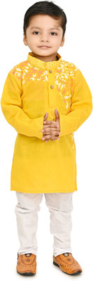 SASTREY Boys Festive & Party Kurta and Pyjama Set(Yellow Pack of 1)