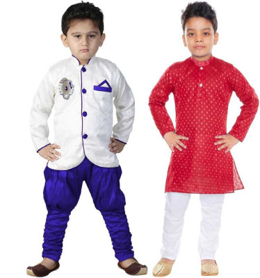 Covetus Boys Festive & Party Kurta and Pyjama Set(Multicolor Pack of 2)