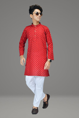 ZARTAJ Boys Festive & Party Kurta and Pyjama Set(Maroon Pack of 1)