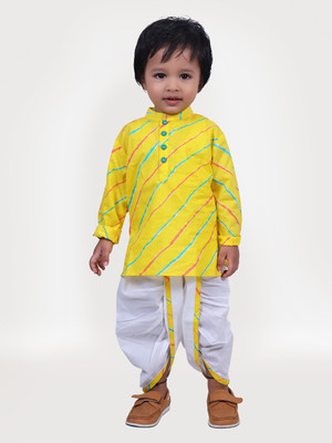 STUFFIE LAND Baby Boys Festive & Party Dhoti & Kurta Set(Yellow Pack of 1)