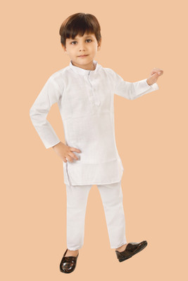 LABELZERO Boys Festive & Party Kurta and Pyjama Set(White Pack of 1)