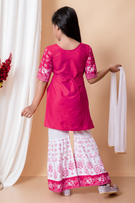 NEWZON Girls Festive & Party Kurta and Palazzo Set(Multicolor Pack of 1)
