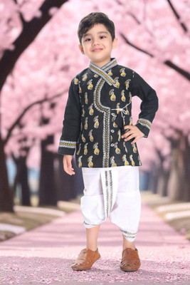 new gen Baby Boys Casual Dhoti & Kurta Set(Black Pack of 1)