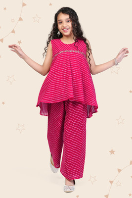 Kidotsav Girls Festive & Party Kurta and Trouser Set(Pink Pack of 1)
