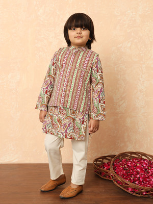 Readiprint Fashions Boys Festive & Party Kurta and Pyjama Set(Purple Pack of 1)
