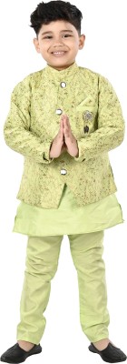 Smuktar garments Boys Festive & Party Kurta and Pyjama Set(Green Pack of 1)