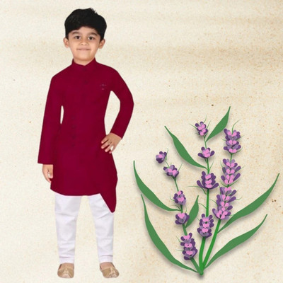 VC FASHION TREND Baby Boys Festive & Party Kurta and Pyjama Set(Maroon Pack of 1)