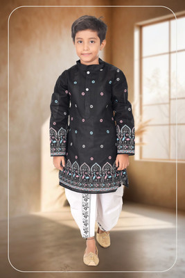 new gen Baby Boys Casual, Festive & Party, Wedding Kurta and Dhoti Pant Set(Black Pack of 1)