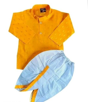 Elegant Attire Boys Festive & Party Kurta and Dhoti Pant Set(Yellow Pack of 1)