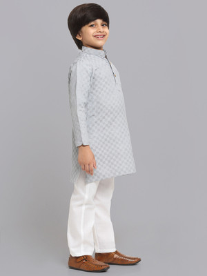 RCENSA Boys Festive & Party Kurta and Pyjama Set(Grey Pack of 1)