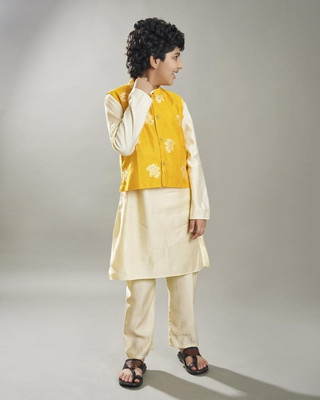 Bittu By Bhama Boys Festive & Party Kurta and Pyjama Set(White Pack of 1)