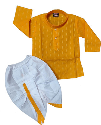 SHIVAAY Baby Boys Casual Dhoti & Kurta Set(Yellow Pack of 1)