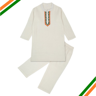little ginnie Boys Festive & Party Kurta and Pyjama Set(White Pack of 1)