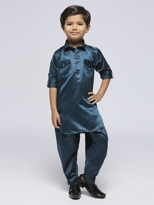 Tasrika Boys Festive & Party Kurta and Pyjama Set(Green Pack of 1)