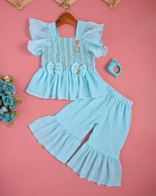 MYTEX FASHION Baby Girls Casual Kurta and Pyjama Set(Light Blue Pack of 1)