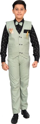 BeenBee Boys Festive & Party Shirt, Waistcoat and Pant Set(Green Pack of 1)