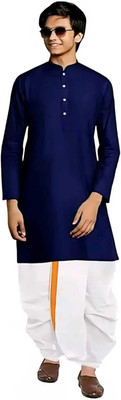 JILANI TRADERS Boys Festive & Party Kurta and Dhoti Pant Set(Dark Blue Pack of 1)