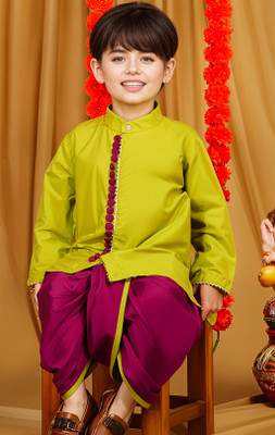 SKM EMPIRE Boys Festive & Party Kurta and Dhoti Pant Set(Green Pack of 1)