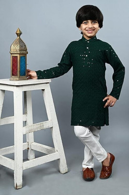 DIGIFASHION Boys Festive & Party Kurta and Pyjama Set(Green Pack of 1)