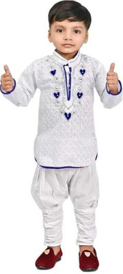 Oxipittal Club Boys Festive & Party Kurta and Dhoti Pant Set(White Pack of 1)