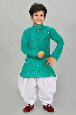 NFC CREATION Boys Festive & Party Kurta and Patiala Set(Green Pack of 1)