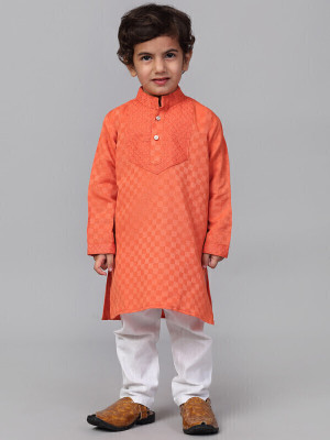ARHAAM COLLECTION Boys Festive & Party Kurta and Pyjama Set(Orange Pack of 1)