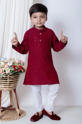 MARCOS Boys Festive & Party Kurta and Pyjama Set(Multicolor Pack of 1)