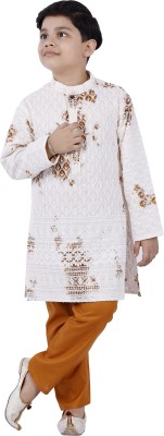 Smuktar garments Boys Festive & Party, Wedding, Casual Kurta and Pyjama Set(Orange Pack of 1)