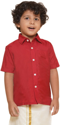 Sethukrishna Baby Boys Festive & Party Kurta and Dhoti Pant Set(Maroon Pack of 1)