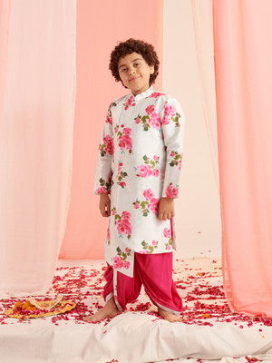 Pspeaches Boys Festive & Party Dhoti & Kurta Set(Blue Pack of 1)