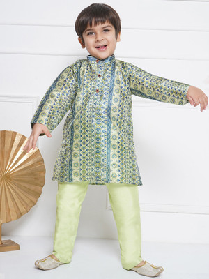AJ Dezines Boys Festive & Party Kurta and Pyjama Set(Green Pack of 1)