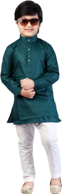 WEARUP Baby Boys Festive & Party Kurta and Pyjama Set(Dark Green Pack of 1)