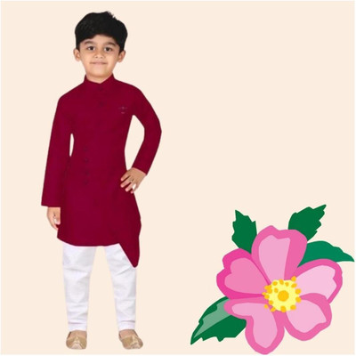 VC FASHION HUB Baby Boys Festive & Party Kurta and Pyjama Set(Purple Pack of 1)