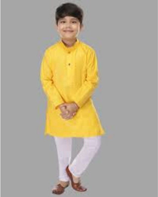 VCD FASHION HUB Baby Boys Festive & Party Kurta and Pyjama Set(Yellow Pack of 1)