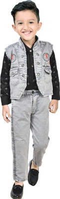 KIDZWING Boys Wedding Shirt, Waistcoat and Pant Set(Grey Pack of 1)
