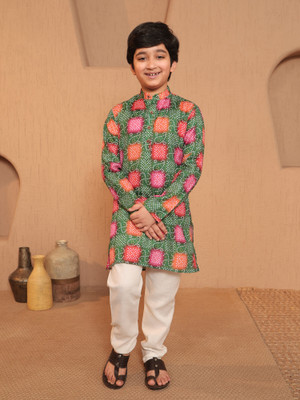 AJ Dezines Boys Festive & Party Kurta and Pyjama Set(Green Pack of 1)