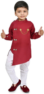 stylelife Boys Festive & Party Kurta and Pyjama Set(Maroon Pack of 1)