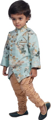 Firstphotoshoot Boys Wedding Kurta and Churidar Set(Light Blue Pack of 1)