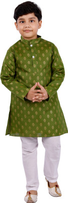 Smuktar garments Boys Casual, Festive & Party Kurta and Pyjama Set(Green Pack of 1)