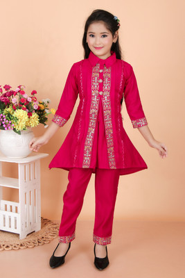 blfashion Girls Casual Kurta and Pyjama Set(Pink Pack of 1)