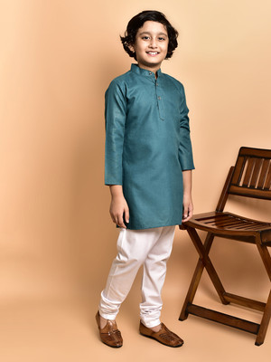 PRINTCULTR Boys Festive & Party Kurta and Pyjama Set(Green Pack of 2)