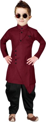 TRUST OUS Boys Festive & Party Kurta and Dhoti Pant Set(Maroon Pack of 1)