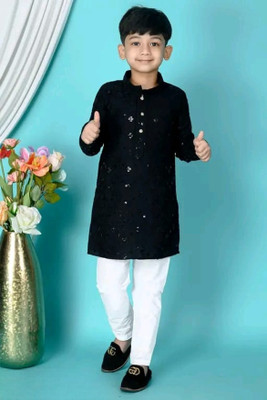Alm Dresses Boys Festive & Party Kurta and Pyjama Set(Green Pack of 1)