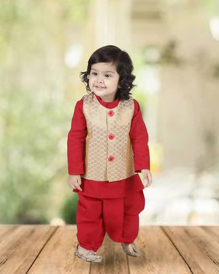 SKM EMPIRE Baby Boys Festive & Party Kurta and Dhoti Pant Set(Red Pack of 1)