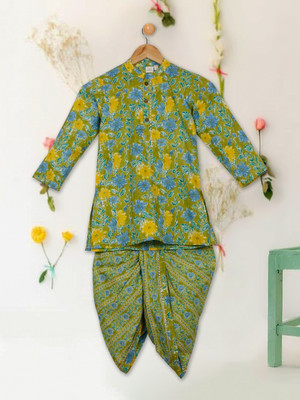 Saka Designs Boys Festive & Party Dhoti & Kurta Set(Green Pack of 2)
