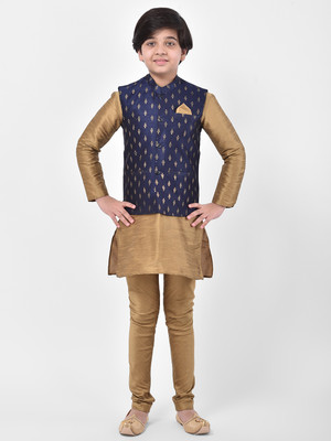 DEYANN Boys Festive & Party Kurta and Churidar Set(Blue Pack of 3)